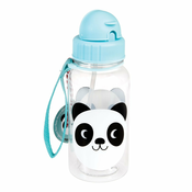 Modra otroška steklenička s slamico Rex London Miko The Panda, 500 ml