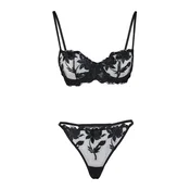 Trendyol Black Embroidered Lace Capless Knitted Underwear Set