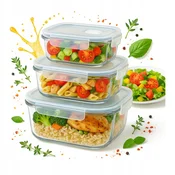 shumee 3x STEKLENE POSODE ZA HRANO Komplet nepredušnih posod LUNCHBOX