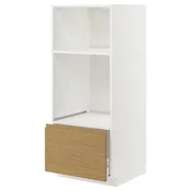 METOD/MAXIMERA Visoka omara za vgrad gspd aparate, bela/Voxtorp imitacija hrasta, 60x60x140 cm