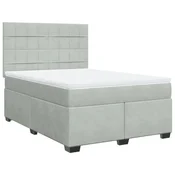 Vidaxl Box spring postelja z vzmetnico svetlo siv 140x190 cm žamet