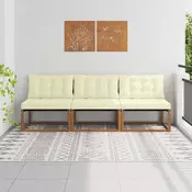 3 Komad Srednja sofa za van Cvrsto drvo akacije i Textilene