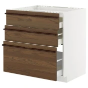 METOD / MAXIMERA Pod.elem.grej.ploca/3front/3fiok, bela/Stensta tamnobraon jasenov furnir, 80x60 cm