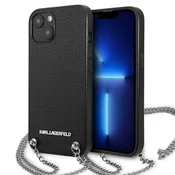 Karl Lagerfeld Leather Textured & Chain ovitek za iPhone 13 mini (5,4) - črn