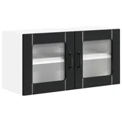 Vidaxl Stenski stekleni omarica LUCCA Črna 80 x 31 x 40 cm