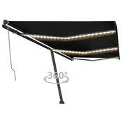 vidaXL Avtomatska tenda LED + senzor 600×300 cm antracitna