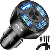 4x USB 3.0 hitri avto polnilec 12-32V z LED 3A + polnilni kabel