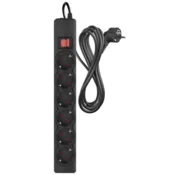 Emos P54219 Prenapetostna zaščita – 6 vtičnic, 3 m, črna (P54219)