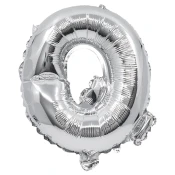 Folija balon v obliki črke v srebrni barvi – črka Q 32 cm