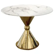 Casa Padrino luxury dining table white/gold A� 100 x H. 75 cm - Round dining room table with faux marble top - Dining room furniture - Luxury furniture - Luxury furnishings