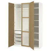 PAX/TONSTAD Garderobni sestav, bela/hrastov furnir steklo, 150x60x236 cm