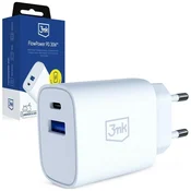 Stenski polnilec 3MK FlowPower, 1xUSB-C, 1xUSB-A, 30W