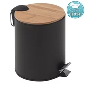 KENTA koš za smeti 5 l, Soft Close, črna mat/bambus - Črna; rjava - 205x266x260 mm - Gedy - BAMBOOM - 24 - Bambus; jeklo - Koš za odpadke do 6 l - Krožni - Soft Close;Pedal koši za odpadke;Notranja posoda - 205 - 266 - 260 - 5 - 14