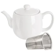 Northix Čajnik iz belega porcelana z odstranljivo košaro za infuzijo in pokrovom