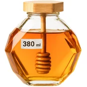shumee Steklen kozarec za med 380 ml z bambusovim pokrovom [Diamond]