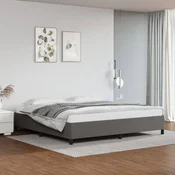 shumee vidaXL Posteljni okvir, siv, 200x200 cm, umetno usnje