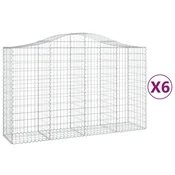 Vidaxl Obokane gabion košare 6 kosov 200x50x120/140cm pocinkano železo