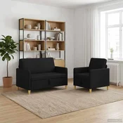 vidaXL Sofa set z shrambo 2 pcs Črna Poliester