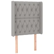 Vidaxl Vzglavje z ušesi svetlo sivo 83x16x118/128 cm blago