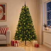 Umetna božična jelka z bučko 180 cm 300 LED Toplo bela