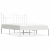 Vidaxl Kovinski posteljni okvir z vzglavjem bel 140x200 cm