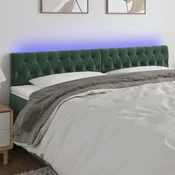 Vidaxl vidaXL Vzglavje postelje z LED diodo temno zeleno 200x7x78/88 cm žamet
