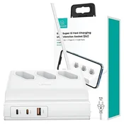 USAMS podaljšek 65W Super SiFast polnilni USB podaljšek EU bela/bela CC160TC01 (US-CC160)