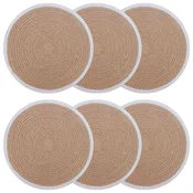 vidaXL Placemeti iz jute 6 pcs Naravna in bela O 30 cm 100% Tossa juta