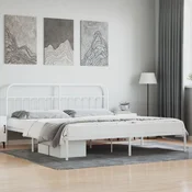 shumee vidaXL Kovinski posteljni okvir z vzglavjem bel 200x200 cm