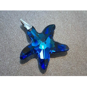 Privjesak kristal Swarovski – Starfish – Morska Zvijezda 28mm Bermuda Blue, Srebro 925 + KUTIJA