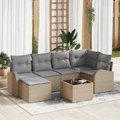 Sjedeća garnitura za vrt 7 kom. Bež poliratan 234.0 x 124.0 x 85 cm
