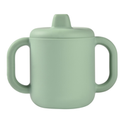 Hrncek pre bábätká Silicone Learning Cup Beaba Sage Green s vrchnákom na ucenie sa pit zelený od 8 mes BE913544