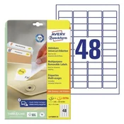 AVERY ZWECKFORM etikete L4736 45,7 x 21,2 mm, bele, zavitek 25 listov