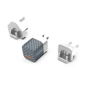shumee Energizer Ultimate - Večvtični EU/UK/US GaN USB-C in USB-A 38W PD + QC3.0 potovalni stenski polnilnik (srebrn)