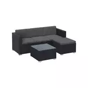 Songmics Vrtni garnitura kotna sedežna garnitura 60x173x66 cm črno-siva