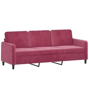 Vidaxl Kavč trosed vinsko rdeč 180 cm žamet