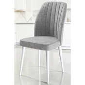 Hanah Home set trpezarijskih stolica Etra 8 kom, siva tkanina Jerry, bele drvene noge