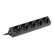 Kabel naponski produžni šuko-M=> 5x šuko-Ž   5m 16A 250V 3500W crni