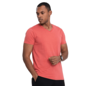 OMBRE Moška klasična bombažna majica BASIC roza MDN124306 XL