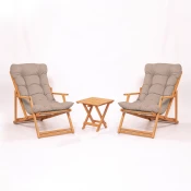 Hanah Home Baštenski set 2 stolice i stocic Braon-Bež