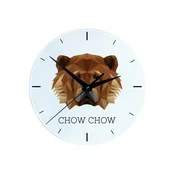 Chow Chow - geometrijska stenska ura s fotografijo in napisom