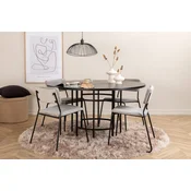 Venture Design Jedilna miza in stol set okrogla miza 140x74 cm stoli 52x76x40 cm črno siva