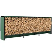 OUTSUNNY Zunanje kovinsko stojalo za drva, zunanje stojalo za drva z nepremočljivo prevleko, nastavljiva struktura, dvignjeno stojalo za drva, 1m3, 300x36x99 cm, črna in temno zelena