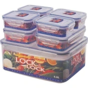 SET 7x Posuda za hranu LOCK plava/prozirna