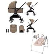 Djecja kolica 2 u 1 Lorelli Premium - Reya, bež + ljuljacka - Portofino, Beige Dots