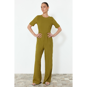 Trendyol Khaki Patterned Viscose Maxi Woven Jumpsuit
