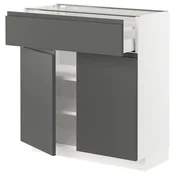 METOD / MAXIMERA Podni element s fiokom/2 vrata, bela/Voxtorp tamnosiva, 80x37 cm