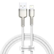 Polnilni in podatkovni USB-A v Lightning kabel Baseus Cafule Series Metal - 2.4A - 480Mbps - 1m - white