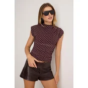 Trendyol Bluza temno rjava/bela
