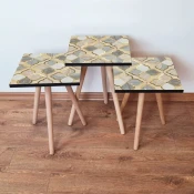 Hanah Home Set klub stočića 3Shp55, 3 komada, Šarena